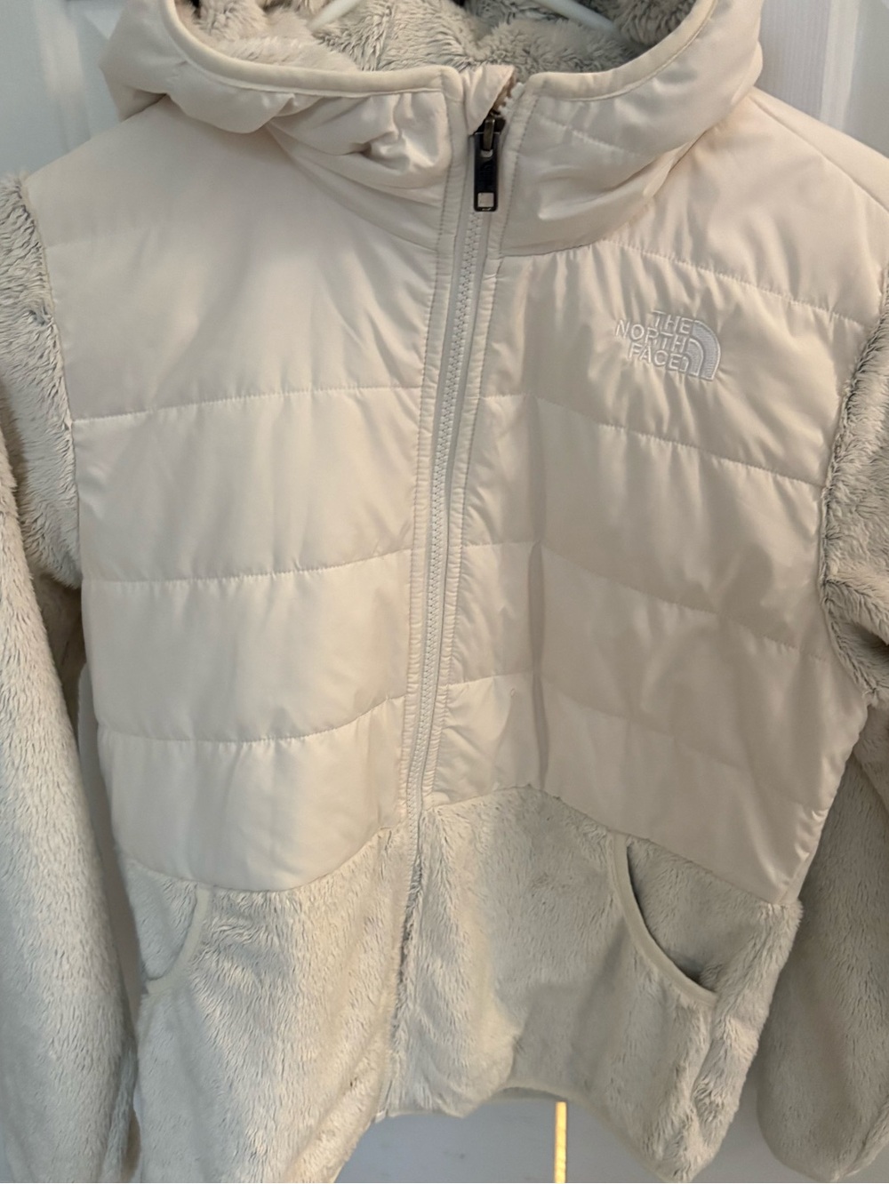 The North Face Kids Cream Fleece Jacket with Hood